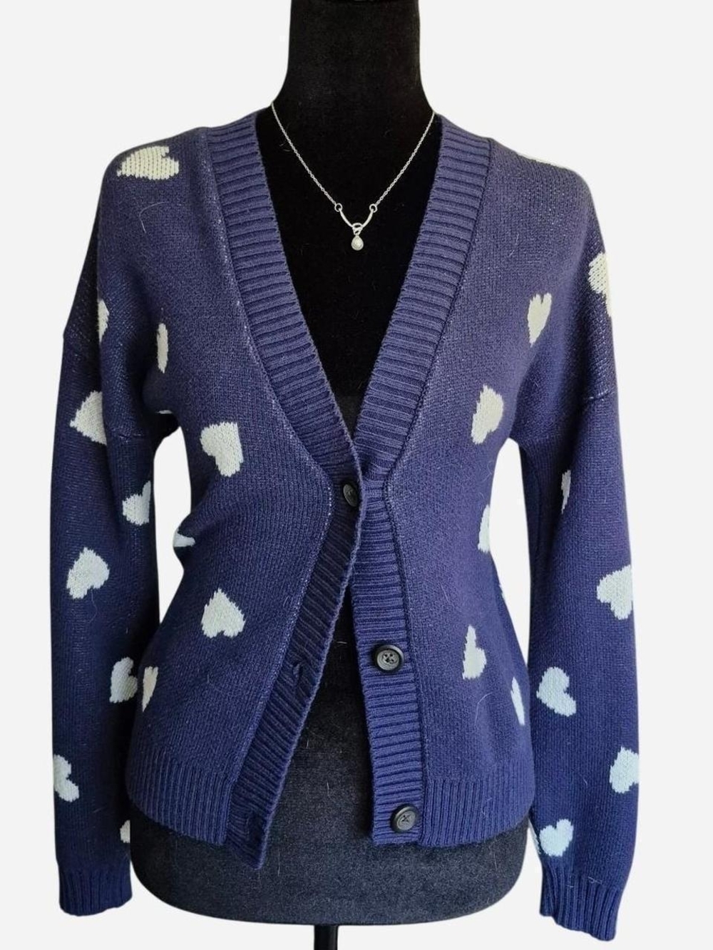 Old Navy Navy Heart-Print Button Cardigan
